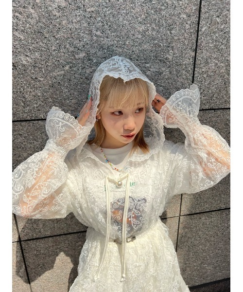 WC（ダブル シー）の「シアーレースプルパーカー（シャツ/ブラウス・レディース・ホワイト・FREE）」の14枚目の写真
