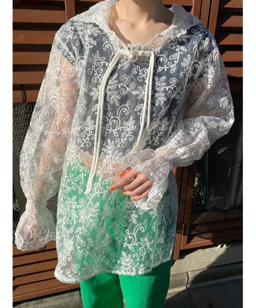 WC（ダブル シー）の「シアーレースプルパーカー（シャツ/ブラウス・レディース・ホワイト・FREE）」の11枚目の写真