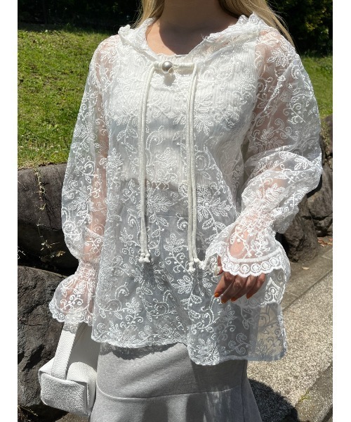 WC（ダブル シー）の「シアーレースプルパーカー（シャツ/ブラウス・レディース・ホワイト・FREE）」の21枚目の写真