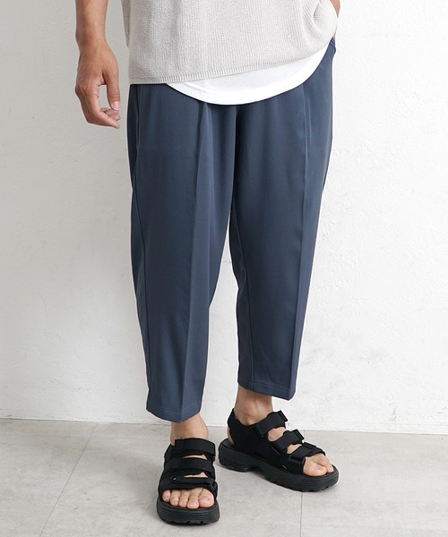 メンズ テーパードパンツ センタープレス入り クロップドパンツ MinoriTY】センタープレスクロップドパンツ スラックス ワイド
