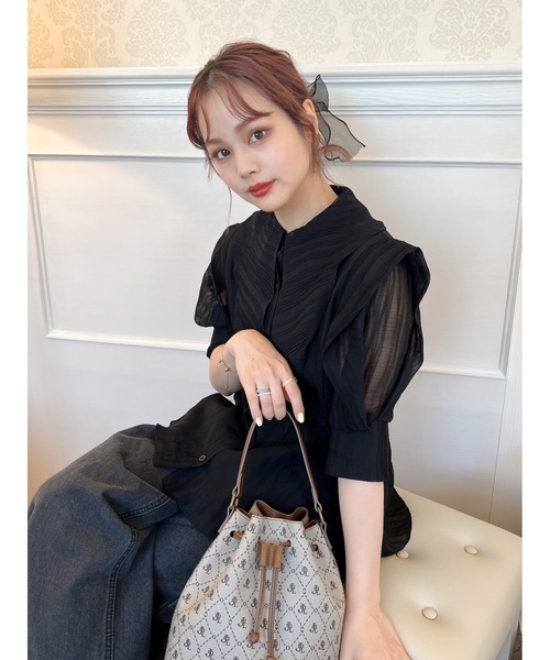 JUMELLE（ジュメロ）の「シアータイブラウス（シャツ/ブラウス・レディース・ブラック/ベージュ・FREE）」の19枚目の写真