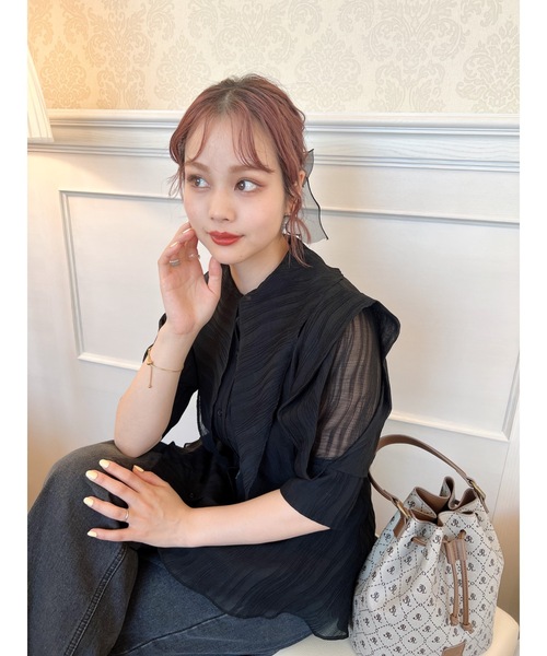 JUMELLE（ジュメロ）の「シアータイブラウス（シャツ/ブラウス・レディース・ブラック/ベージュ・FREE）」の10枚目の写真