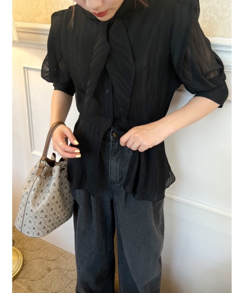 JUMELLE（ジュメロ）の「シアータイブラウス（シャツ/ブラウス・レディース・ブラック/ベージュ・FREE）」の16枚目の写真