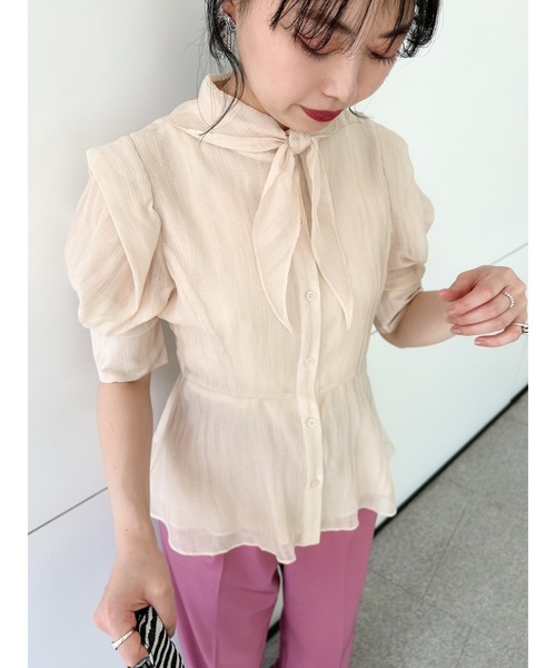 JUMELLE（ジュメロ）の「シアータイブラウス（シャツ/ブラウス・レディース・ブラック/ベージュ・FREE）」の14枚目の写真