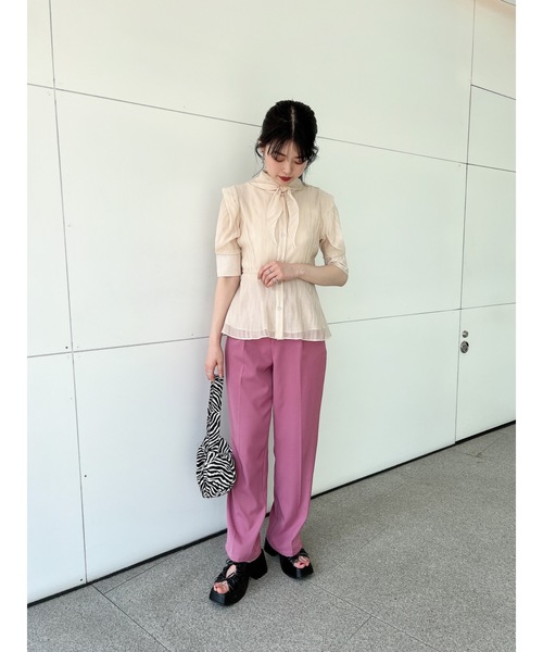 JUMELLE（ジュメロ）の「シアータイブラウス（シャツ/ブラウス・レディース・ブラック/ベージュ・FREE）」の4枚目の写真