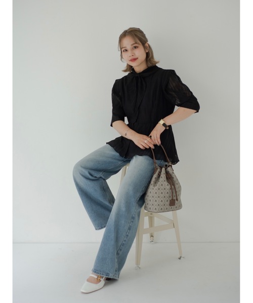 JUMELLE（ジュメロ）の「シアータイブラウス（シャツ/ブラウス・レディース・ブラック/ベージュ・FREE）」の8枚目の写真