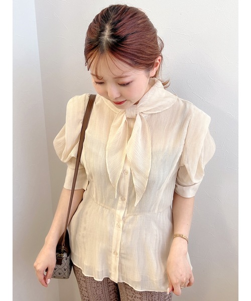 JUMELLE（ジュメロ）の「シアータイブラウス（シャツ/ブラウス・レディース・ブラック/ベージュ・FREE）」の5枚目の写真