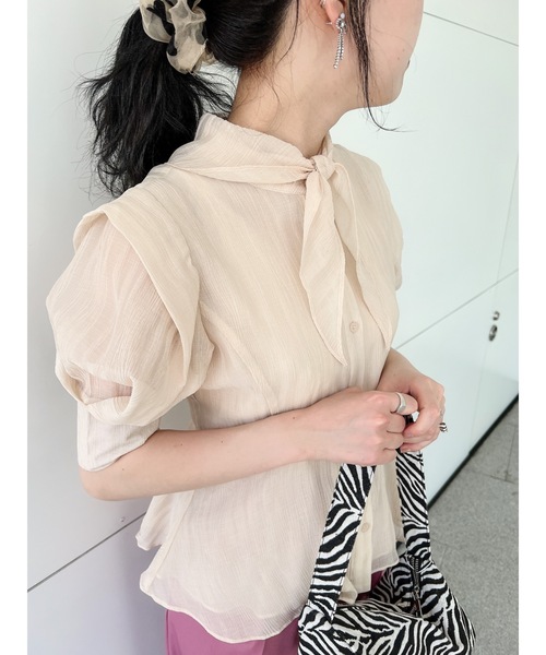 JUMELLE（ジュメロ）の「シアータイブラウス（シャツ/ブラウス・レディース・ブラック/ベージュ・FREE）」の13枚目の写真