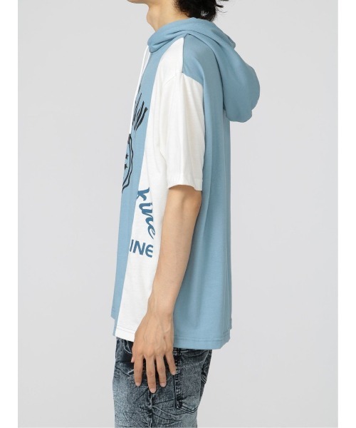 semantic design(セマンティックデザイン)の「セマンティックデザイン 切替カレッジ 半袖ルーズTパーカー(Tシャツ/カットソー・メンズ・ホワイト/サックスブルー・LARGE/X-LARGE/MEDIUM)」の15枚目の写真