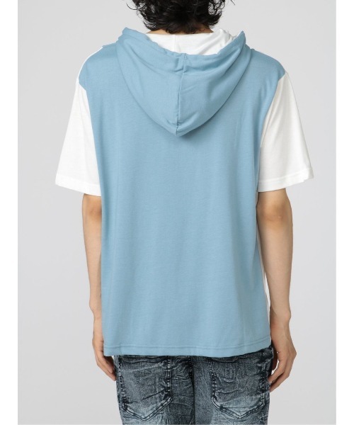 semantic design(セマンティックデザイン)の「セマンティックデザイン 切替カレッジ 半袖ルーズTパーカー(Tシャツ/カットソー・メンズ・ホワイト/サックスブルー・LARGE/X-LARGE/MEDIUM)」の16枚目の写真