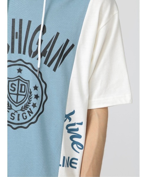 semantic design(セマンティックデザイン)の「セマンティックデザイン 切替カレッジ 半袖ルーズTパーカー(Tシャツ/カットソー・メンズ・ホワイト/サックスブルー・LARGE/X-LARGE/MEDIUM)」の17枚目の写真