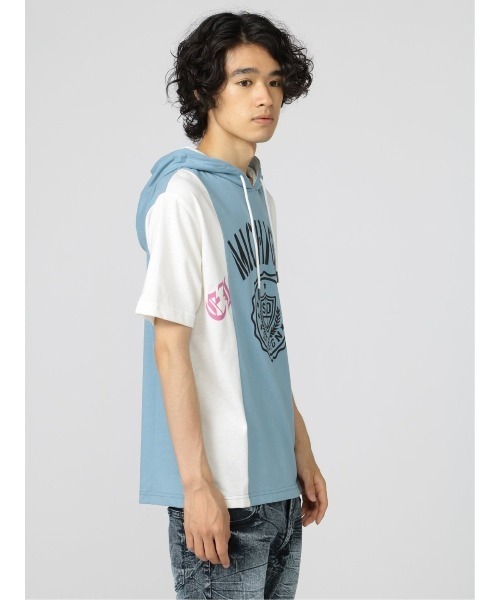 semantic design(セマンティックデザイン)の「セマンティックデザイン 切替カレッジ 半袖ルーズTパーカー(Tシャツ/カットソー・メンズ・ホワイト/サックスブルー・LARGE/X-LARGE/MEDIUM)」の22枚目の写真
