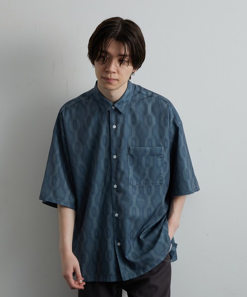 JUNRED（ジュンレッド）の「オールドファブリックドレープルーズシャツ（シャツ/ブラウス・メンズ・モスグリーン/チャコールグレー・S/M/L）」の10枚目の写真