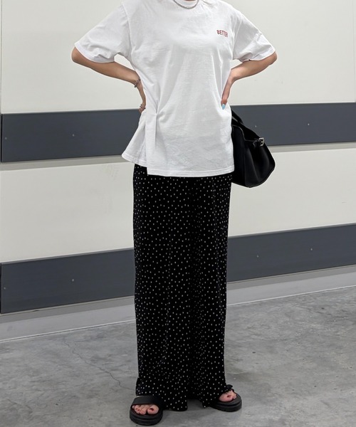 ISOOK(アイスー)の「ドットプリーツパンツ(chiica select) / ドット柄 プリーツパンツ イージーパンツ 大人カジュアル(その他パンツ・レディース・ブラック・FREE)」の9枚目の写真