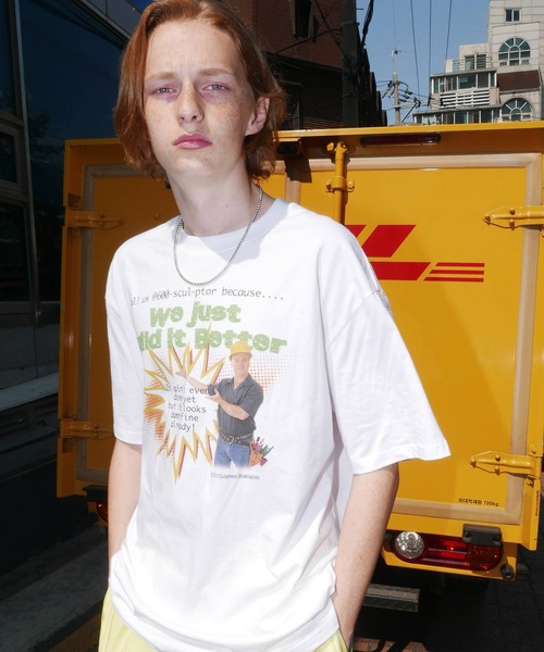 SCULPTOR(スカルプター)の「SCULPTOR / Construction Site Tee(Tシャツ/カットソー・レディース・ホワイト/グレー/ライム・M/L)」の1枚目の写真