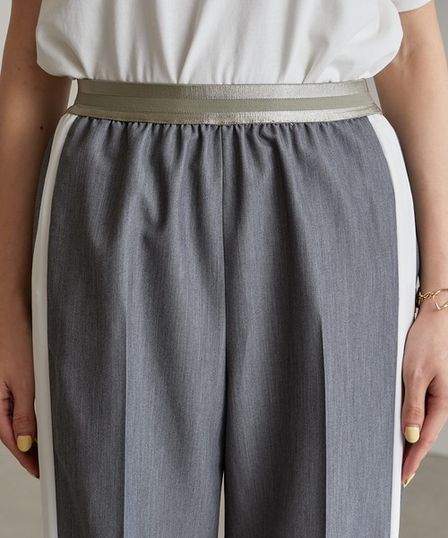 COLLAGE GALLARDAGALANTE（コラージュガリャルダガランテ）の「進化したトラックパンツ/楽ちん/美脚効果/ゴムベルトサイドラインパンツ/手洗い可（スラックス・レディース・ライトグレー/ベージュ・FREE）」の18枚目の写真