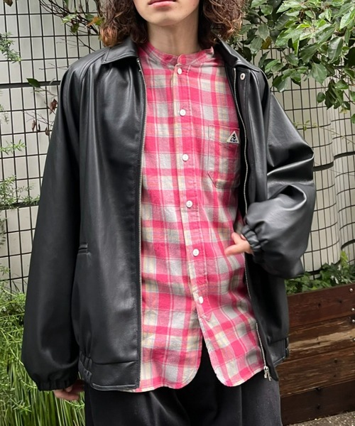 GEVACO（ゲバコ）の「【GEVACO/ゲバコ】チェックフランネルバンドカラーシャツ（シャツ/ブラウス・メンズ・ブルー/ピンク・MEDIUM/LARGE）」の2枚目の写真