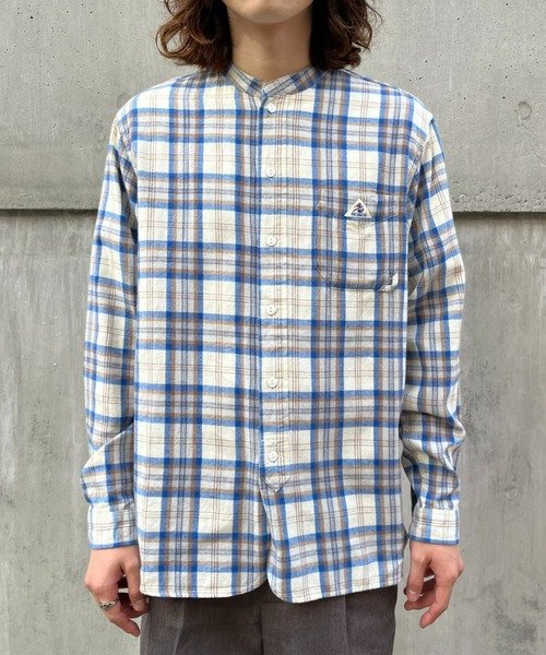 GEVACO（ゲバコ）の「【GEVACO/ゲバコ】チェックフランネルバンドカラーシャツ（シャツ/ブラウス・メンズ・ブルー/ピンク・MEDIUM/LARGE）」の8枚目の写真