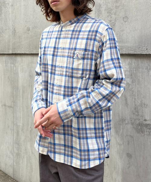 GEVACO（ゲバコ）の「【GEVACO/ゲバコ】チェックフランネルバンドカラーシャツ（シャツ/ブラウス・メンズ・ブルー/ピンク・MEDIUM/LARGE）」の6枚目の写真