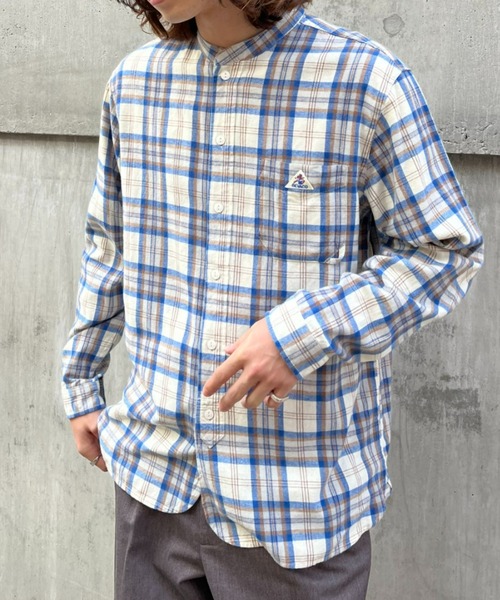 GEVACO（ゲバコ）の「【GEVACO/ゲバコ】チェックフランネルバンドカラーシャツ（シャツ/ブラウス・メンズ・ブルー/ピンク・MEDIUM/LARGE）」の7枚目の写真