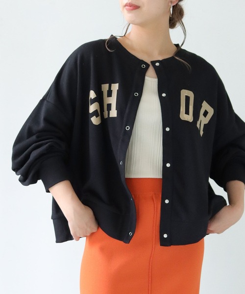 HER CLOSET(ハークローゼット)の「【shemoshelly】WEB限定カレッジロゴ裏毛スウェットカーディガン(スウェット・レディース・チャコールグレー/ブラック/グレー/グリーン・M)」の9枚目の写真