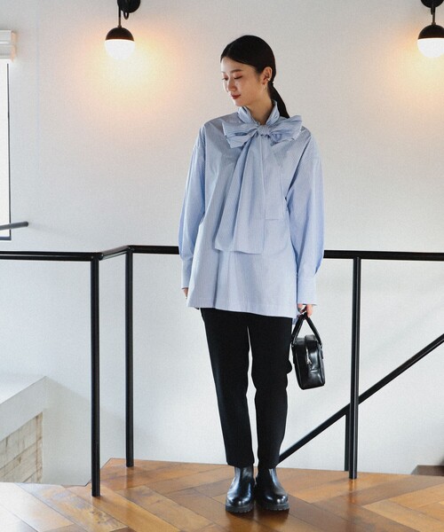 Demi-Luxe BEAMS（デミルクス ビームス）の「Demi-Luxe BEAMS / ダブルクロス ベーシックパンツ（スラックス・レディース・ブラック/ブルー/キャメル/オフホワイト/グリーン系その他2/ネイビー・34/36/38/40）」の9枚目の写真