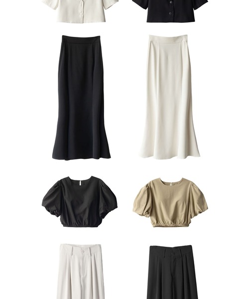 me+em select(ミームセレクト)の「ヘムシャーリングパフスリーブショートブラウス(シャツ/ブラウス・レディース・ブラック/ダークベージュ・FREE)」の3枚目の写真