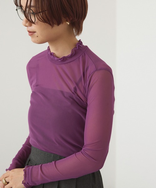 forksy.(フォルクシー)の「【forksy.】シアー無地2段フリルプルオーバー(Tシャツ/カットソー・レディース・ブラック/パープル/グレー/ライム/アイボリー・FREE)」の5枚目の写真