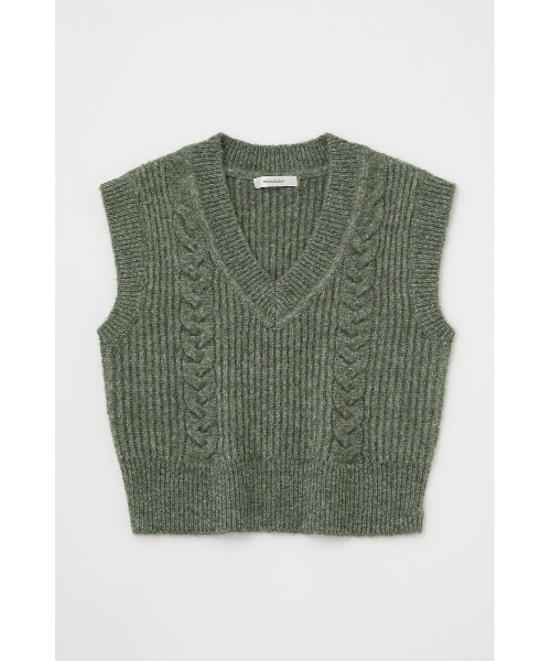 MOUSSY（マウジー）の「CABLE KNIT ベスト（ベスト・レディース・ブルー/ベージュ/グリーン・FREE）」の7枚目の写真