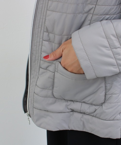 Social GIRL（ソーシャルガール）の「ノーカラーキルティングジャケット（ノーカラージャケット・レディース・ベージュ/ネイビー/グレー・M/L/LL）」の7枚目の写真