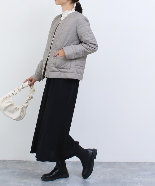 Social GIRL（ソーシャルガール）の「ノーカラーキルティングジャケット（ノーカラージャケット・レディース・ベージュ/ネイビー/グレー・M/L/LL）」の6枚目の写真