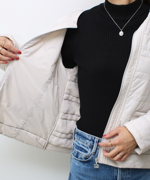 Social GIRL（ソーシャルガール）の「ノーカラーキルティングジャケット（ノーカラージャケット・レディース・ベージュ/ネイビー/グレー・M/L/LL）」の10枚目の写真