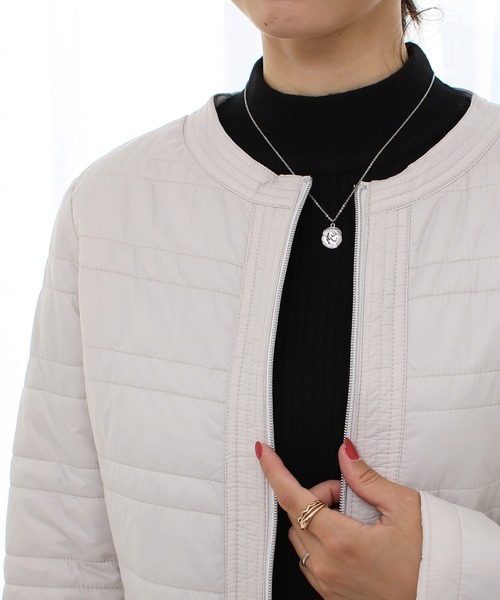 Social GIRL（ソーシャルガール）の「ノーカラーキルティングジャケット（ノーカラージャケット・レディース・ベージュ/ネイビー/グレー・M/L/LL）」の11枚目の写真