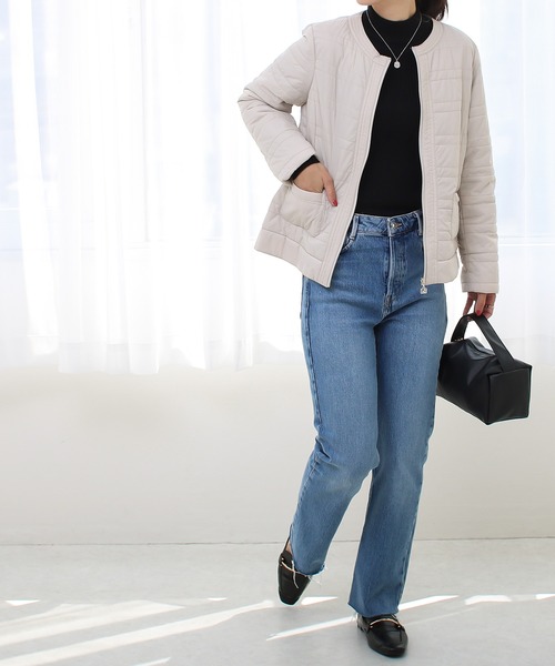 Social GIRL（ソーシャルガール）の「ノーカラーキルティングジャケット（ノーカラージャケット・レディース・ベージュ/ネイビー/グレー・M/L/LL）」の12枚目の写真