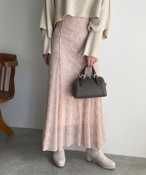 MAJESTIC LEGON（マジェスティックレゴン）の「繊細レーススカート（スカート・レディース・ピンクベージュ/アイボリー/ブルー/ブラウン・MEDIUM）」の4枚目の写真