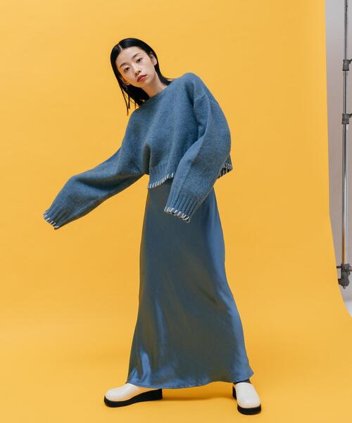 CITEN（シテン）の「＜CITEN＞ブランケットステッチ クロップドニット（ニット/セーター・レディース・ライトグレー/ケリー・FREE）」の11枚目の写真