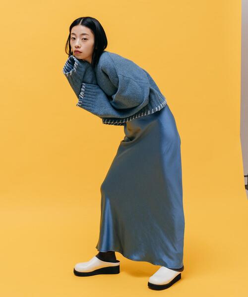 CITEN（シテン）の「＜CITEN＞ブランケットステッチ クロップドニット（ニット/セーター・レディース・ライトグレー/ケリー・FREE）」の12枚目の写真