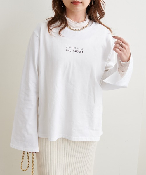 natural couture(ナチュラルクチュール)の「2022AWアイテム/ロゴ違いで揃えたくなる アソートロゴ入りフレアスリーブT(Tシャツ/カットソー・レディース・その他1/その他2/その他3/その他4・FREE)」の7枚目の写真