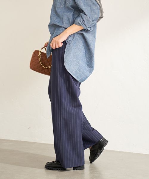 JOURNAL STANDARD（ジャーナルスタンダード）の「TWストライプストレートパンツ（その他パンツ・レディース・ネイビー/グレー・38/36）」の11枚目の写真