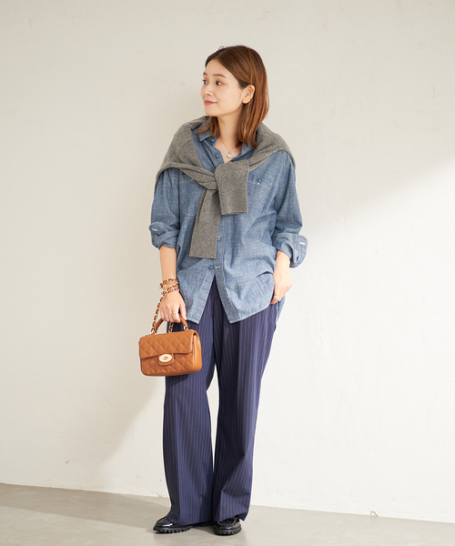 JOURNAL STANDARD（ジャーナルスタンダード）の「TWストライプストレートパンツ（その他パンツ・レディース・ネイビー/グレー・38/36）」の19枚目の写真