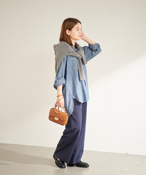 JOURNAL STANDARD（ジャーナルスタンダード）の「TWストライプストレートパンツ（その他パンツ・レディース・ネイビー/グレー・38/36）」の6枚目の写真