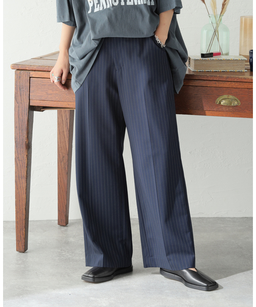JOURNAL STANDARD（ジャーナルスタンダード）の「TWストライプストレートパンツ（その他パンツ・レディース・ネイビー/グレー・38/36）」の9枚目の写真