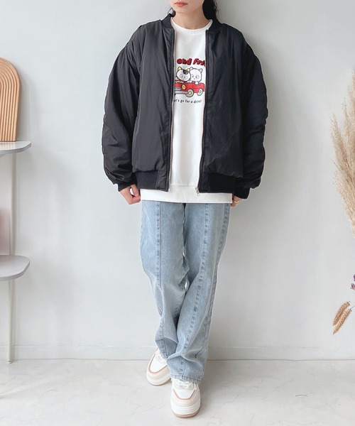 AS KNOW AS plus（アズノゥアズプラス）の「♪ビッグ ボリュームMA-1 ブルゾン（MA-1・レディース・アイボリー/カーキ/ブラック・FREE）」の9枚目の写真