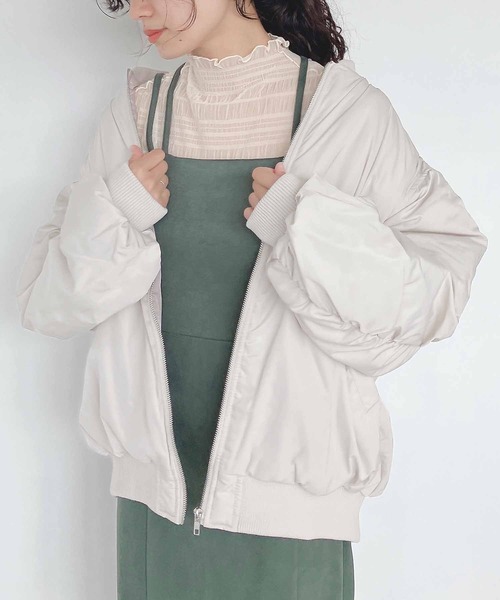 AS KNOW AS plus（アズノゥアズプラス）の「♪ビッグ ボリュームMA-1 ブルゾン（MA-1・レディース・アイボリー/カーキ/ブラック・FREE）」の16枚目の写真