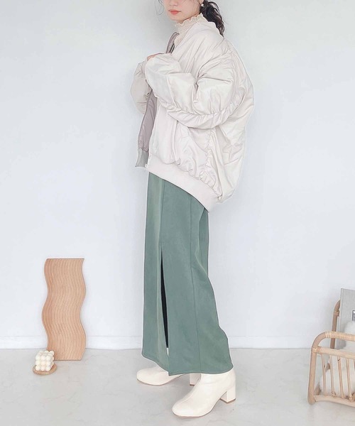 AS KNOW AS plus（アズノゥアズプラス）の「♪ビッグ ボリュームMA-1 ブルゾン（MA-1・レディース・アイボリー/カーキ/ブラック・FREE）」の19枚目の写真