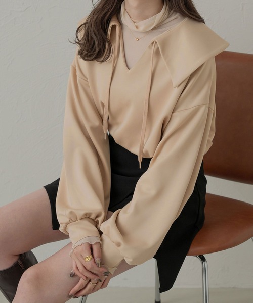 Ambre Neige(アンブルネージュ)の「ポンチポロトップス/【WEB/EC限定商品】(Tシャツ/カットソー・レディース・アイボリー/ベージュ・FREE)」の2枚目の写真