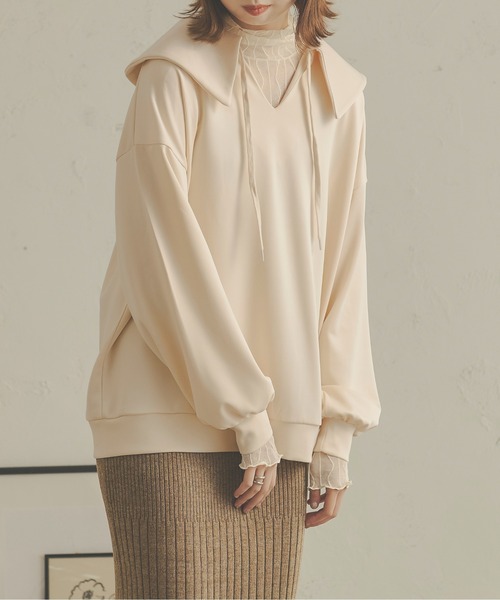 Ambre Neige(アンブルネージュ)の「ポンチポロトップス/【WEB/EC限定商品】(Tシャツ/カットソー・レディース・アイボリー/ベージュ・FREE)」の6枚目の写真