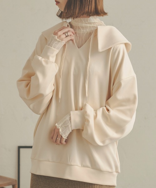 Ambre Neige(アンブルネージュ)の「ポンチポロトップス/【WEB/EC限定商品】(Tシャツ/カットソー・レディース・アイボリー/ベージュ・FREE)」の4枚目の写真