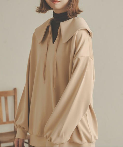 Ambre Neige(アンブルネージュ)の「ポンチポロトップス/【WEB/EC限定商品】(Tシャツ/カットソー・レディース・アイボリー/ベージュ・FREE)」の3枚目の写真