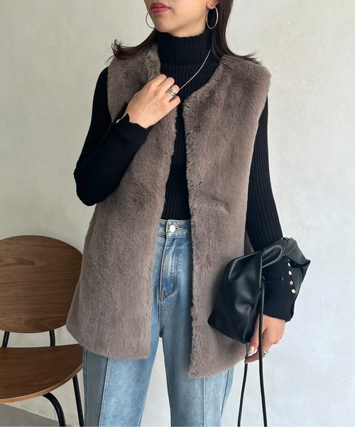 prose verse(プロズヴェール)の「ファーベスト(ベスト・レディース・ベージュ/グレー/ブラウン・フリ-)」の2枚目の写真